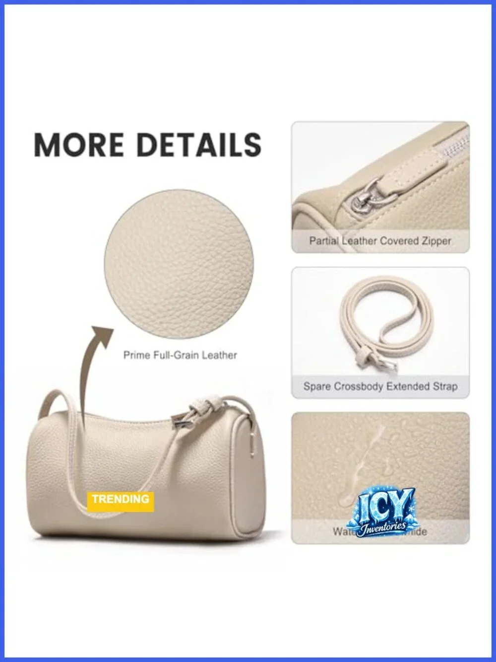 Genuine Leather Small Crossbody Bag for Women - Barrel Shape Top Handle